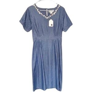 Ella Simone, Vermont Country Store Embroidered Denim Midi Dress, SzM